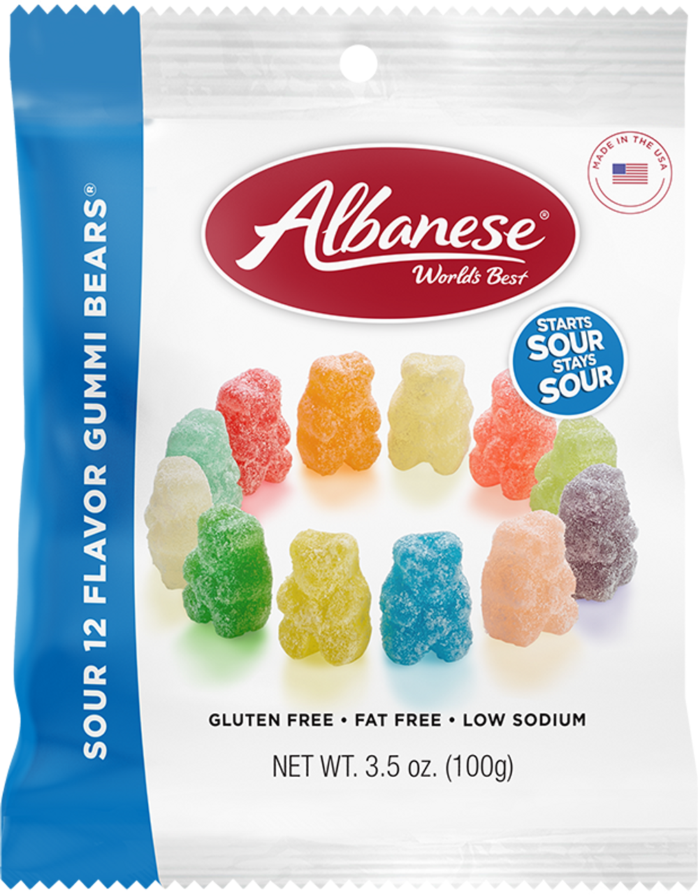 Albanese Unit Sour 12 Flavor Gummi Bears 3.5 Oz (100 g)