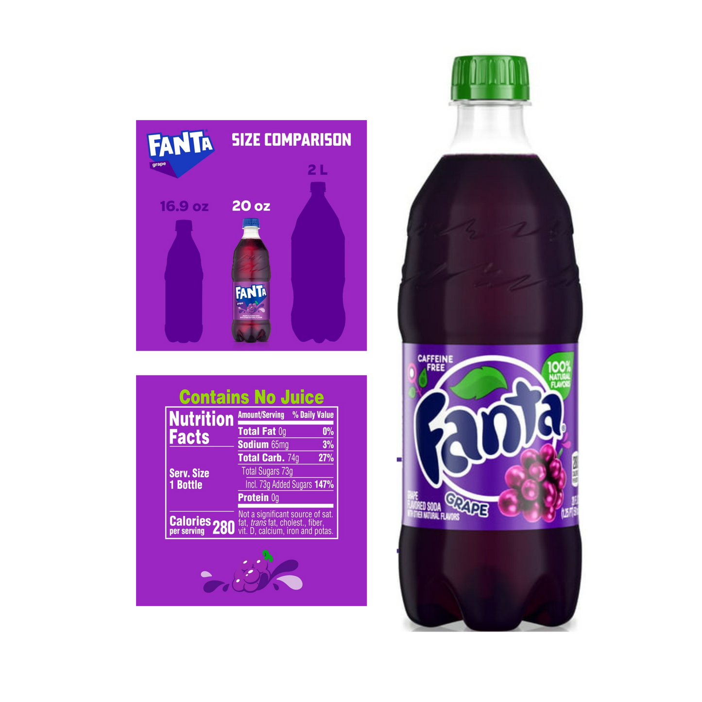Fanta Grape, 20 oz Bottle, 24 Pack