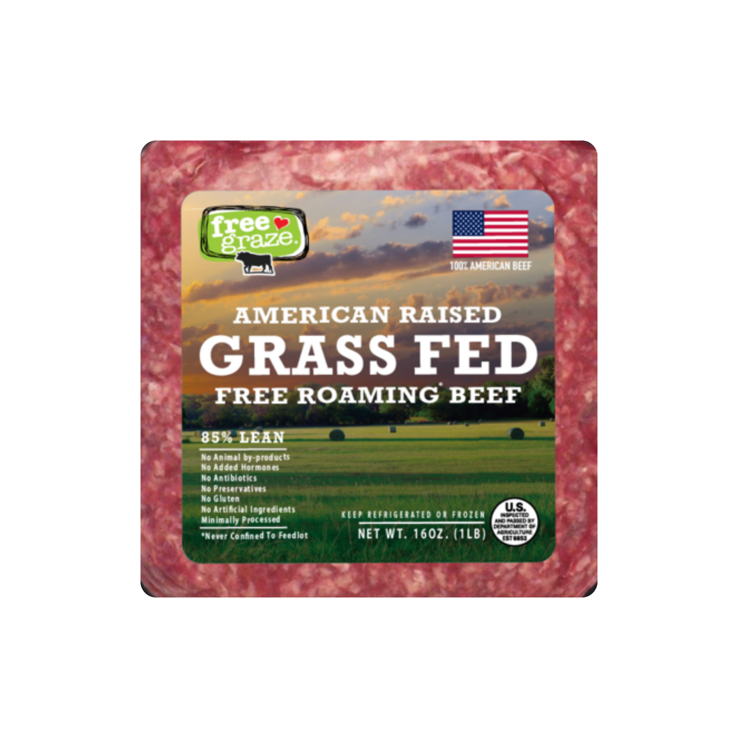 Freegraze Grass Fed Beef Brick, 1 lbs, 12 Pack