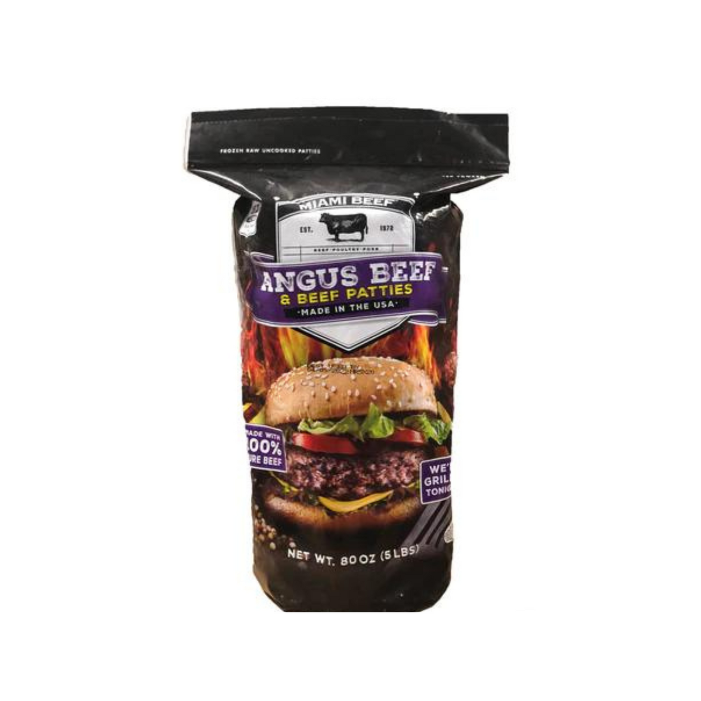 Miami Beef Angus Beef Patties, 5 lbs, 6 Pack