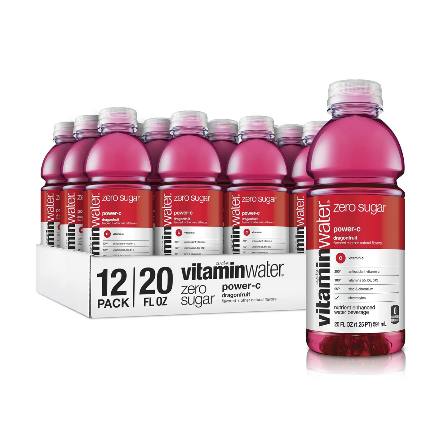Vitamin Water Power C, 20 fl oz, 12 Pack