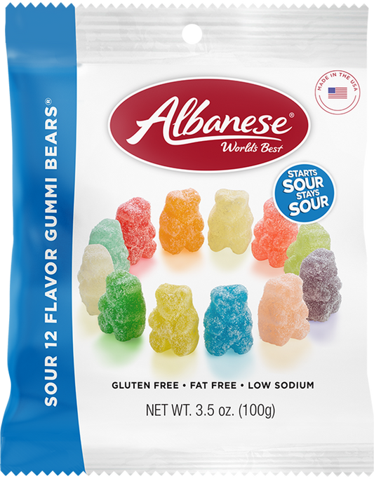 Albanese Unit Sour 12 Flavor Gummi Bears 3.5 Oz (100 g)
