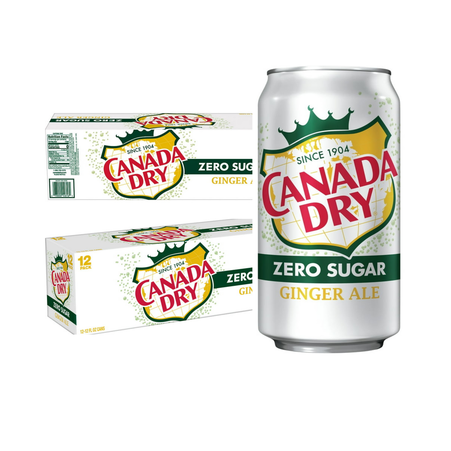 Ginger Ale Zero, 12 fl oz cans, 2 x 12 Pack