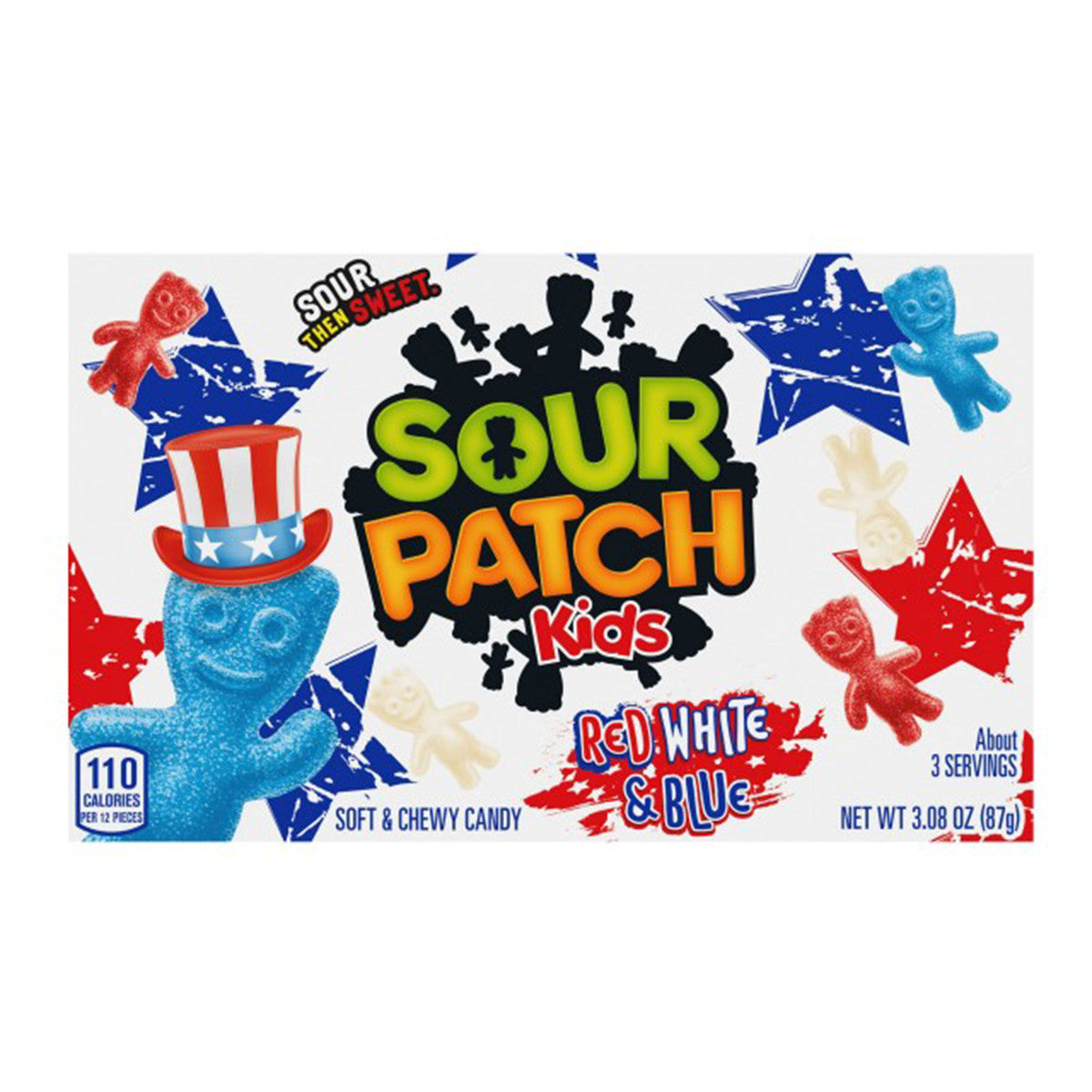 Sour Patch Kids Red White & Blue Theater Box, 3.08oz, 12 ct