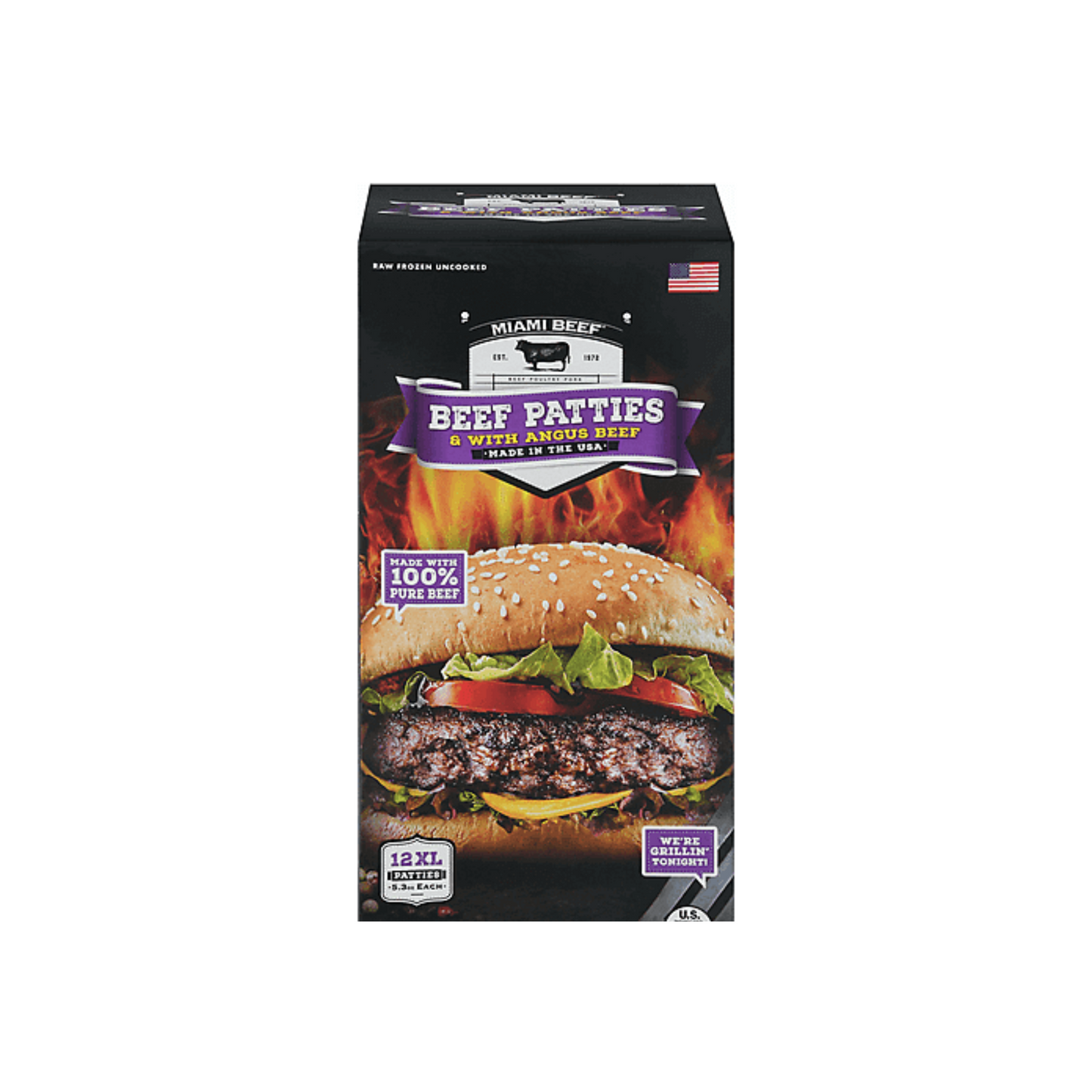 Miami Beef 100% Pure Beef Patties, 2 lbs, 12 Pack