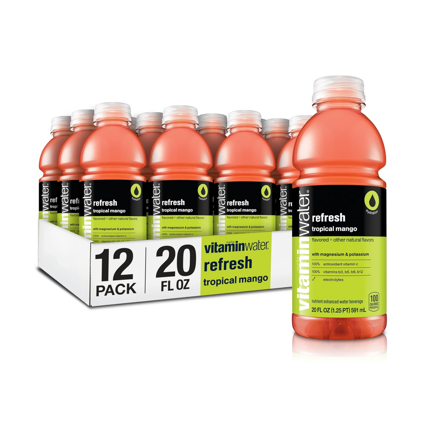 Vitamin Water Tropical Mango, 20 fl oz, 12 Pack